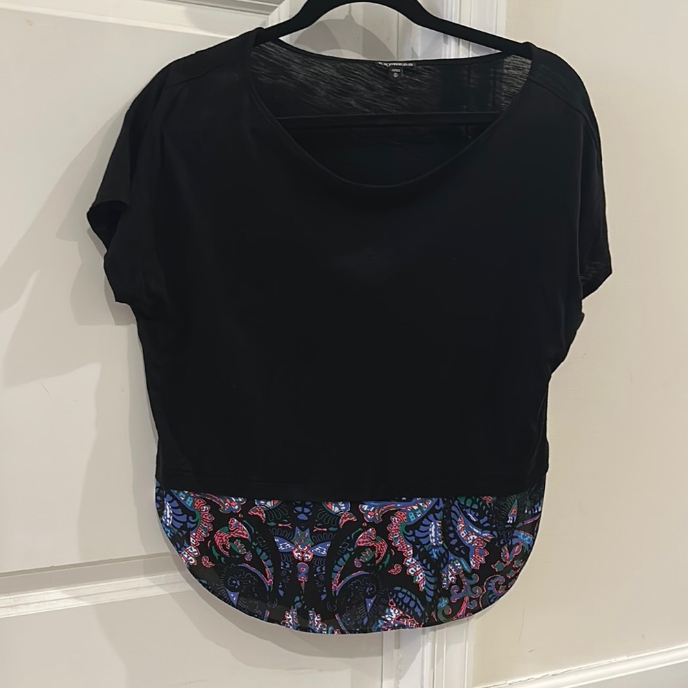 Black and Multicolor Women's Top